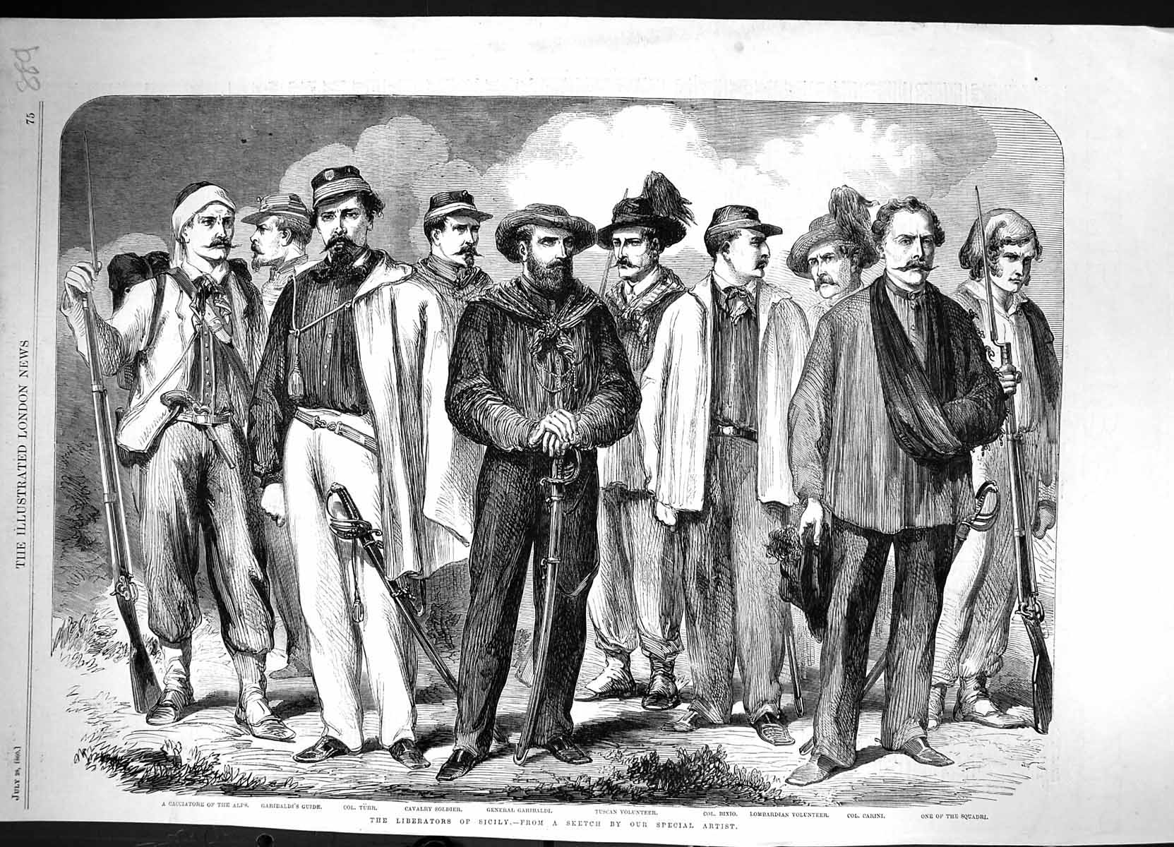 Old 1860 Liberators Sicily Garibaldi Bixio Carini Turr Cacciatore Alp Victorian