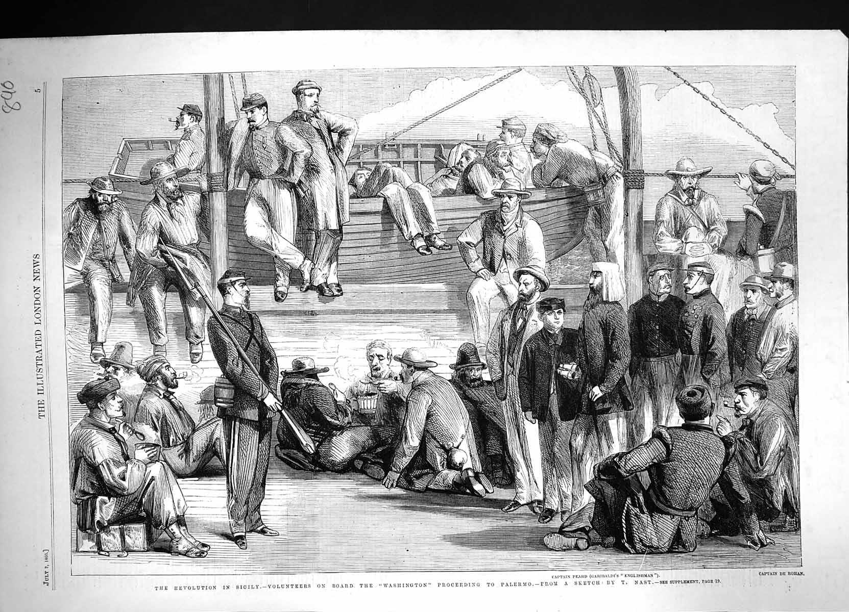 Old 1860 Revolution Sicily Captain Peard De Roham Ship Washington Pal Victorian