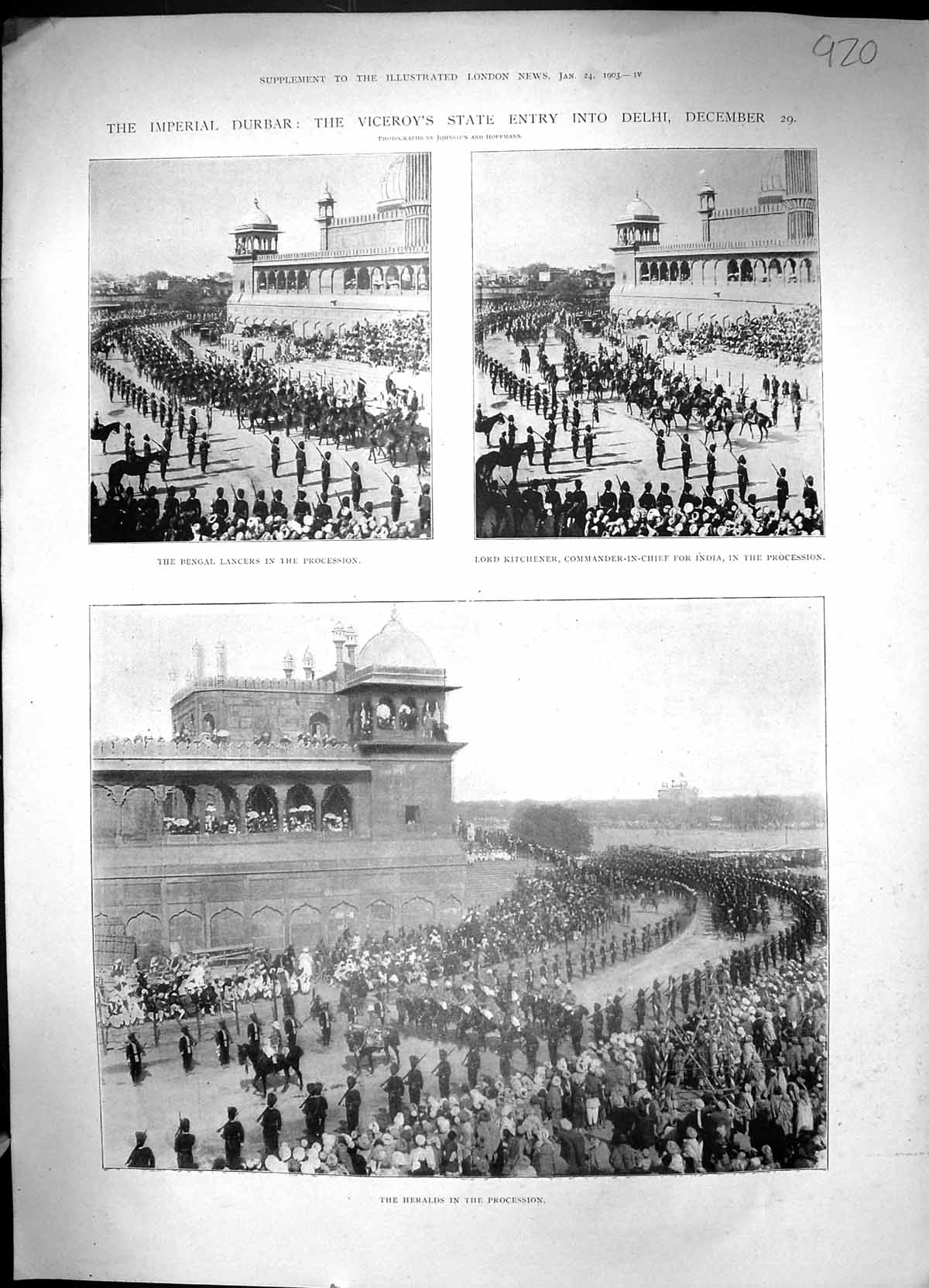 Old 1903 Imperial Durbar Viceroy Delhi Bengal Lancers Heralds Lord Ki 20th