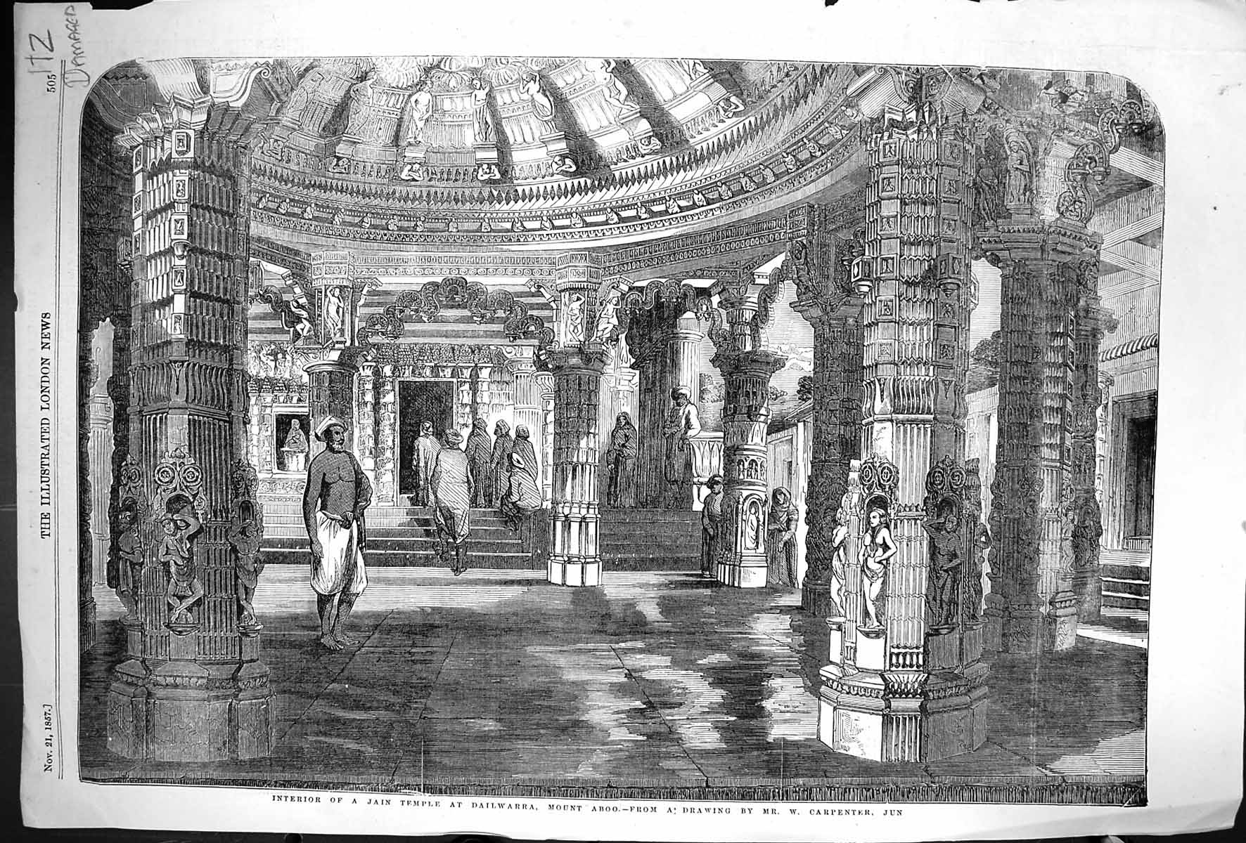 Old Damaged 1857 Interior Jain Temple Dailwarra Mount Abo Architectur Victorian