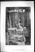 Original Old Antique Print 1872 Natives Travelling India Transport Men 19th