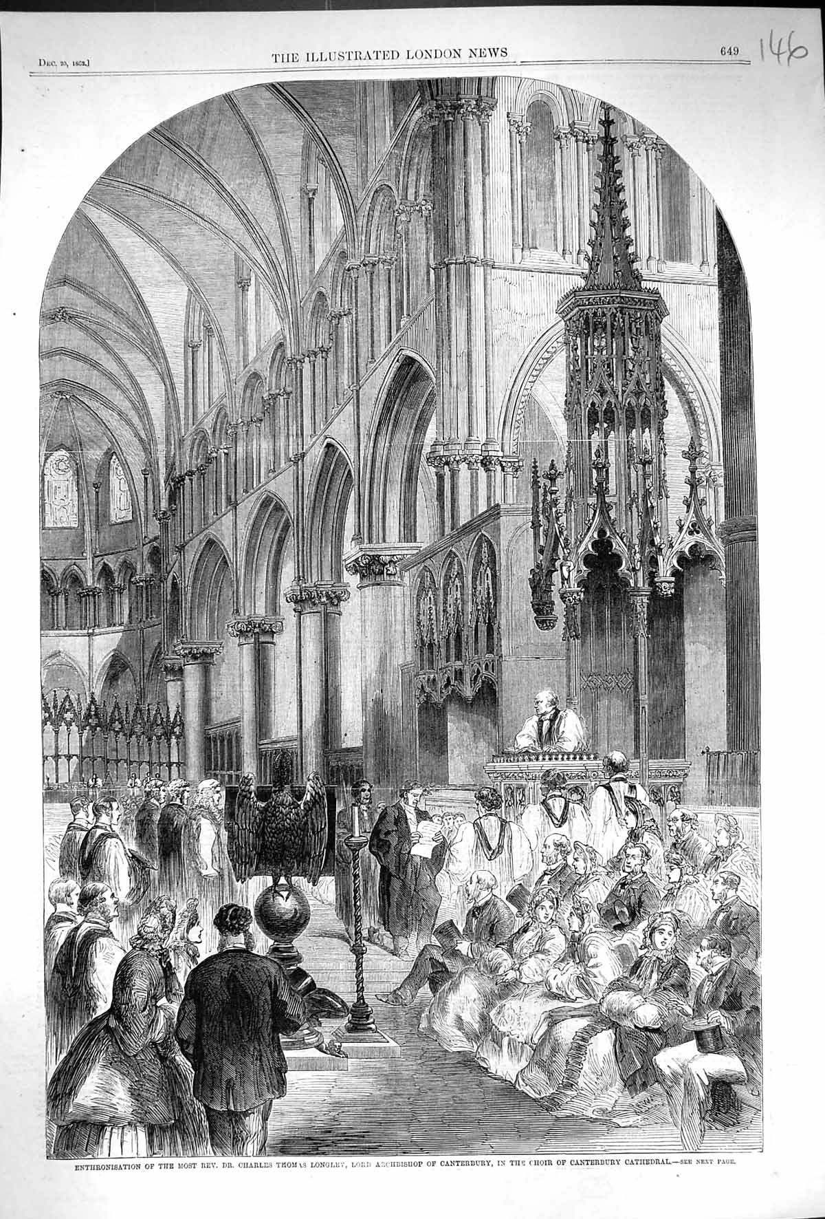 Old 1862 Enthronisation Rev. Charles Thomas Longley Lord Archbishop C Victorian