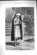 Original Old Antique Print 1878 Portrait Indian Night Watchman Fine Art 19th