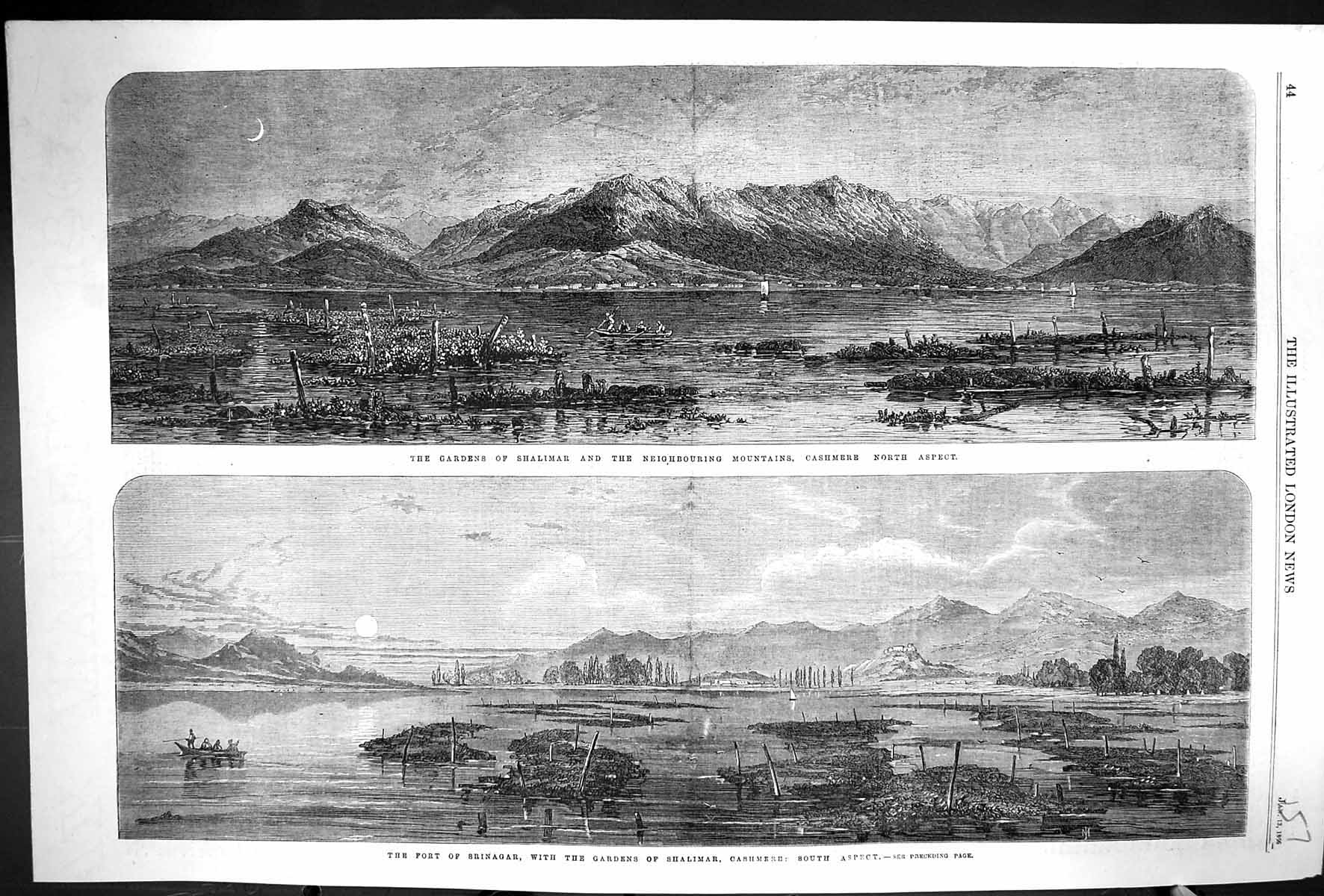 Old 1866 Gardens Shalimar Mountains Cashmere Fort Srinagar Gardens Mo Victorian