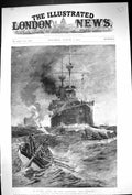 Old 1901 Man Overboard Ship H.M.S. Hannibal Marine Harper Navy Boats Victorian