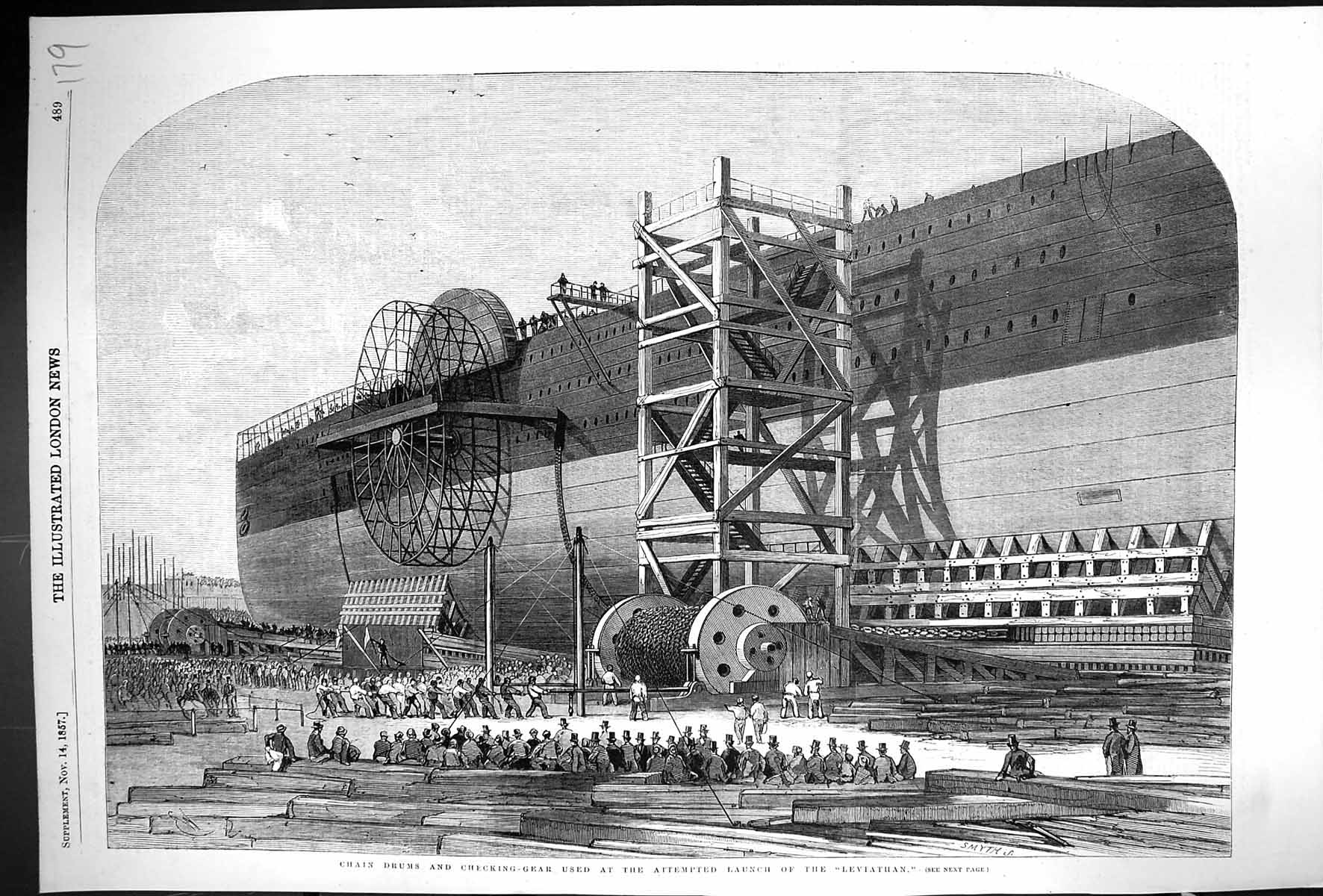 Old 1857 Chain Drums Checking-Gear Attempted Launch Leviathan Steam S Victorian