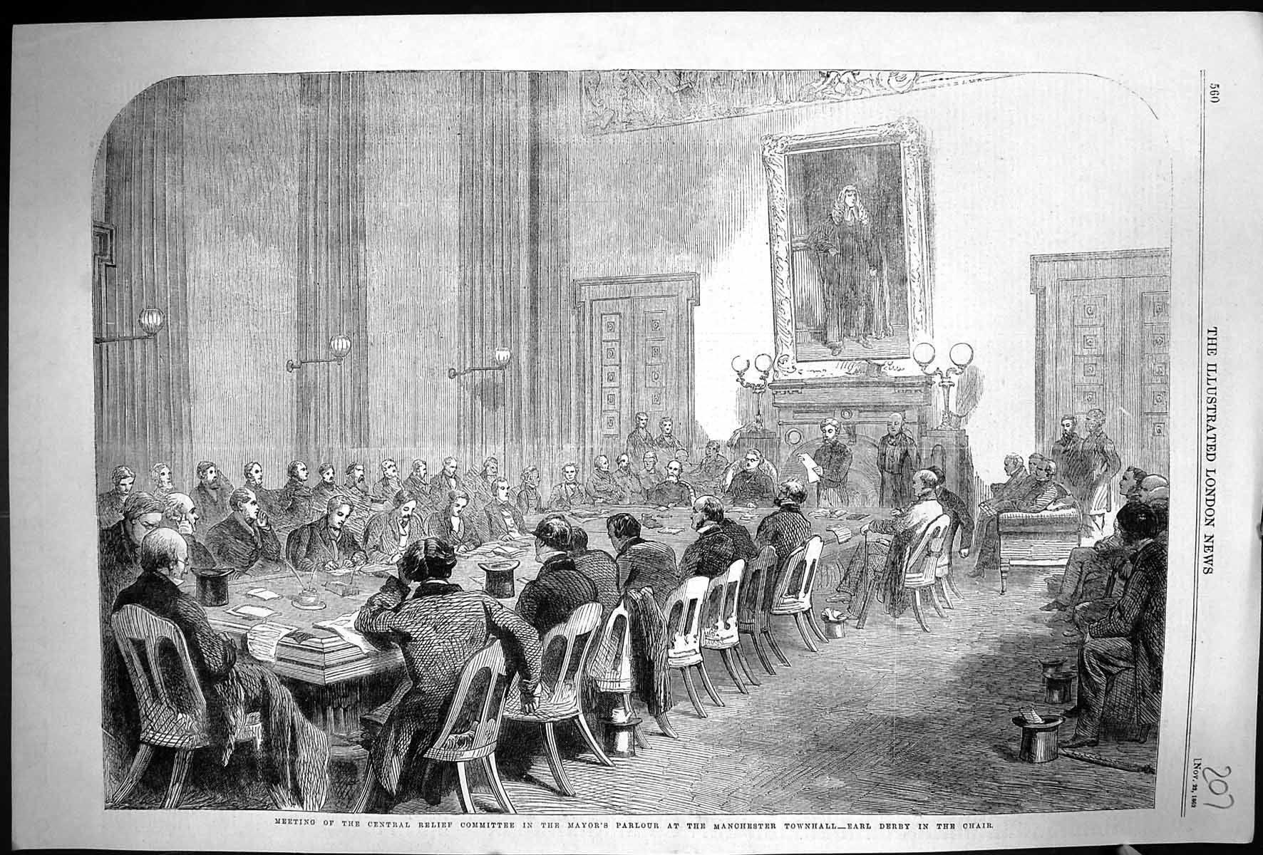 Old 1862 Meeting Central Relief Committee Mayor Parlour Manchester To Victorian