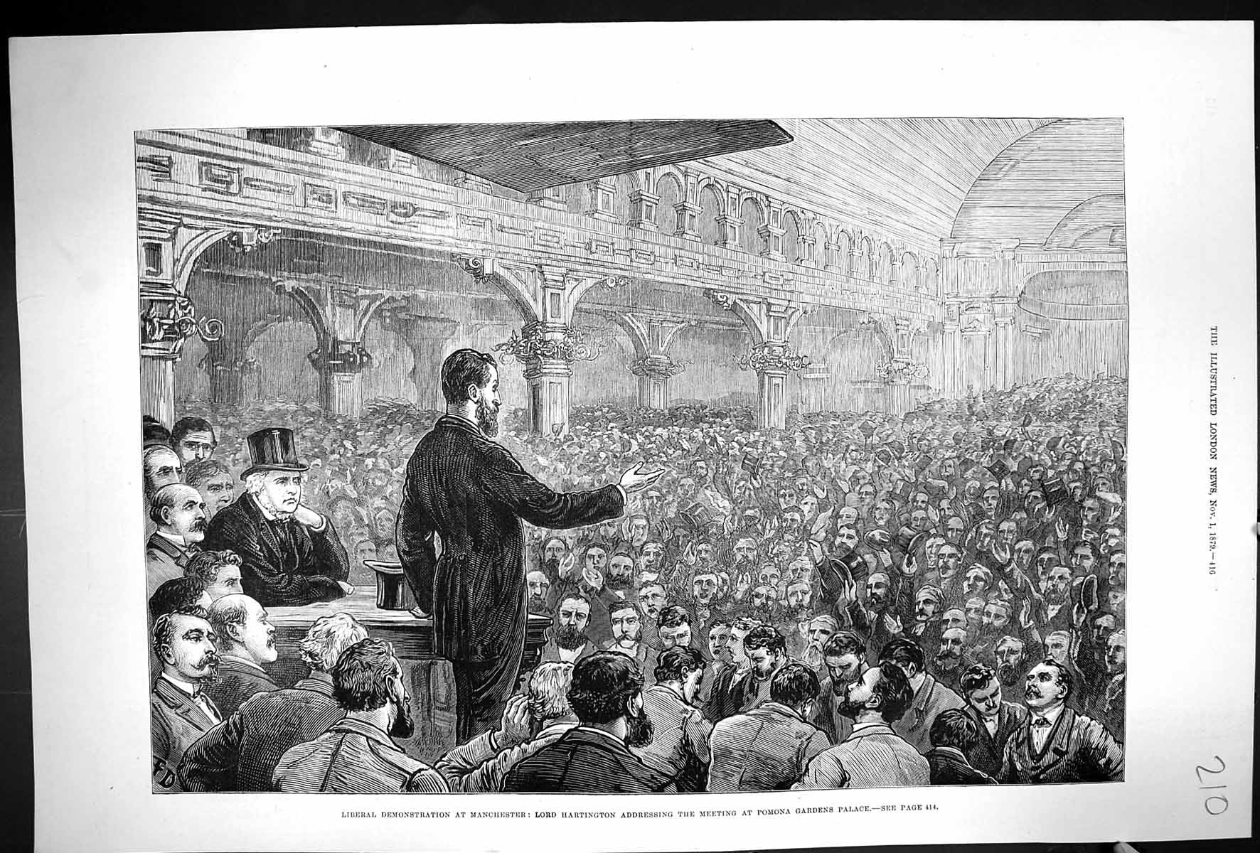 Old 1879 Liberal Demonstration Manchester Lord Hartingron Pomona Gard Victorian