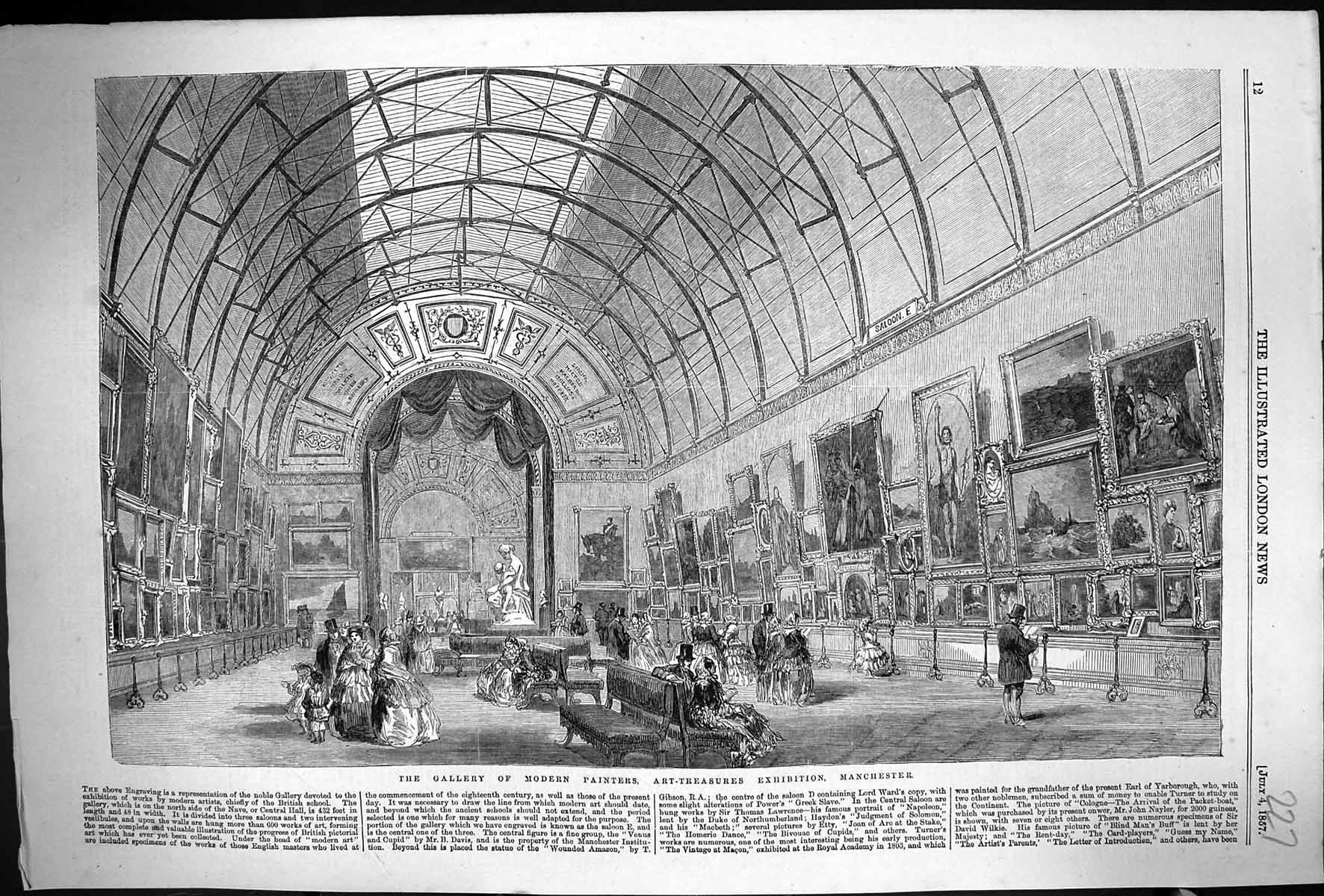 Old 1857 Gallery Modern Painters Art Treasures Exhibition Manchester Victorian