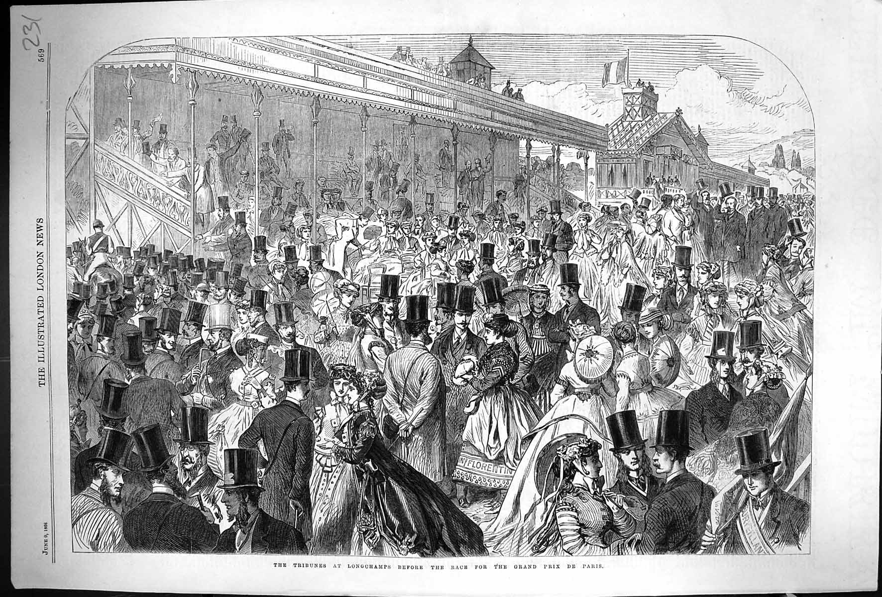 Old 1866 Tribunes Longchamps Before Race Grand Prix De Paris France S Victorian