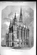 Old Print 1856 Exterior Building Saint Chapelle Paris France Architecture 19th
