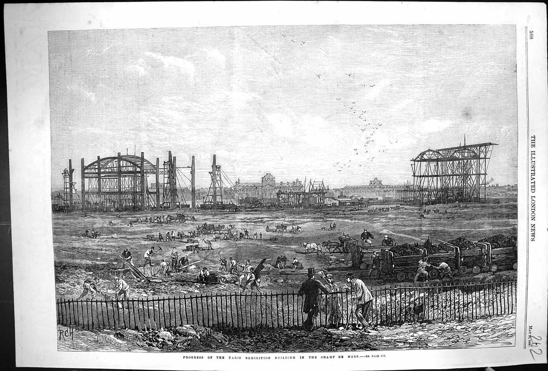 Old 1866 Progress Paris Exhibition Building Champ De Mars France Engi Victorian