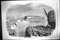 Original Old Antique Print 1858 Filling Napoleon Dock Cherbourg Ships Victorian