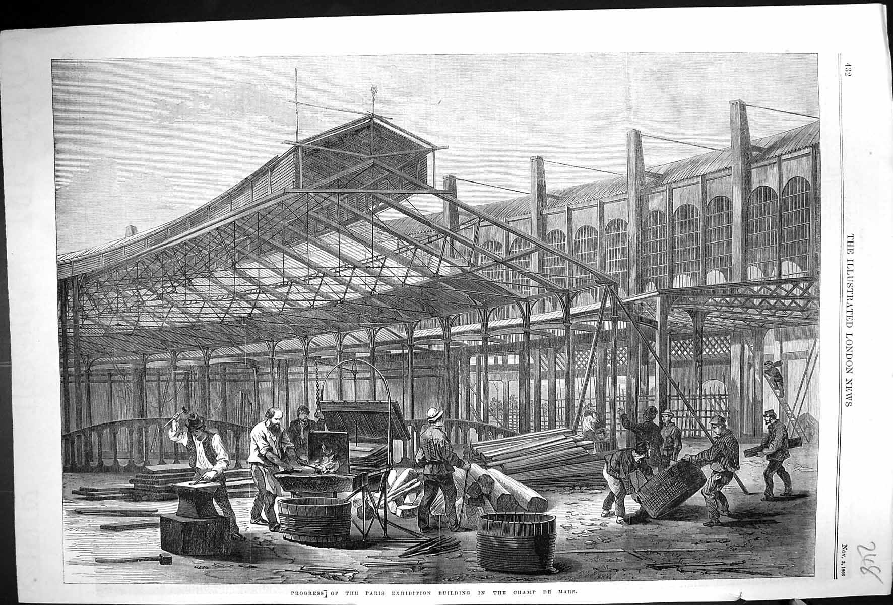 Old *6080 1866 Progress Paris Exhibition Building Champ De Mars Franc