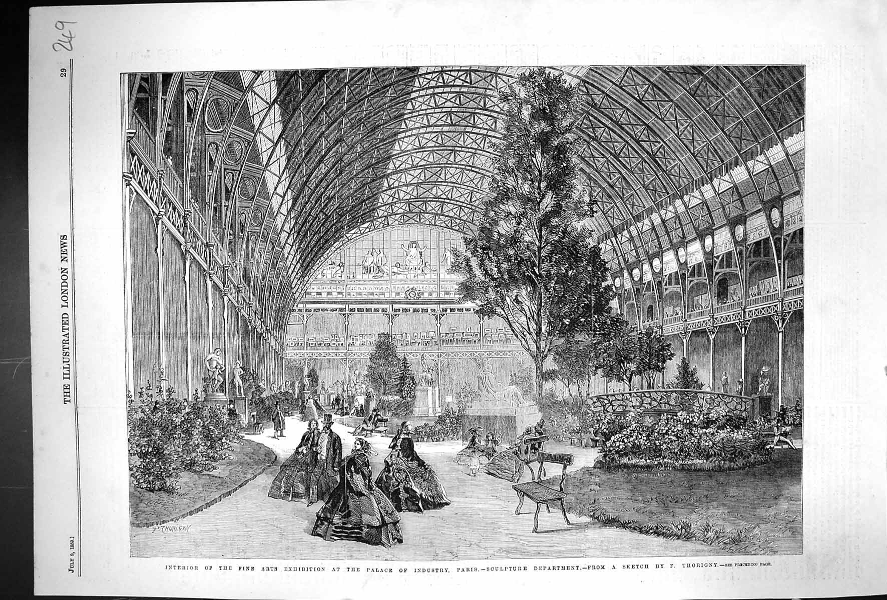 Old 1859 Interior Fine Arts Exhibition Palace Industry Paris France S Victorian