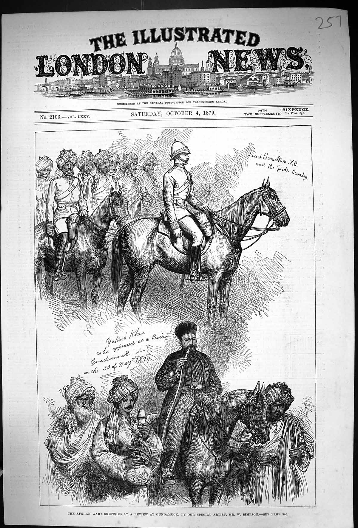 Old 1879 Afghan War Review Gundamuck Yakoob Khan Hamilton Guide Caval Victorian