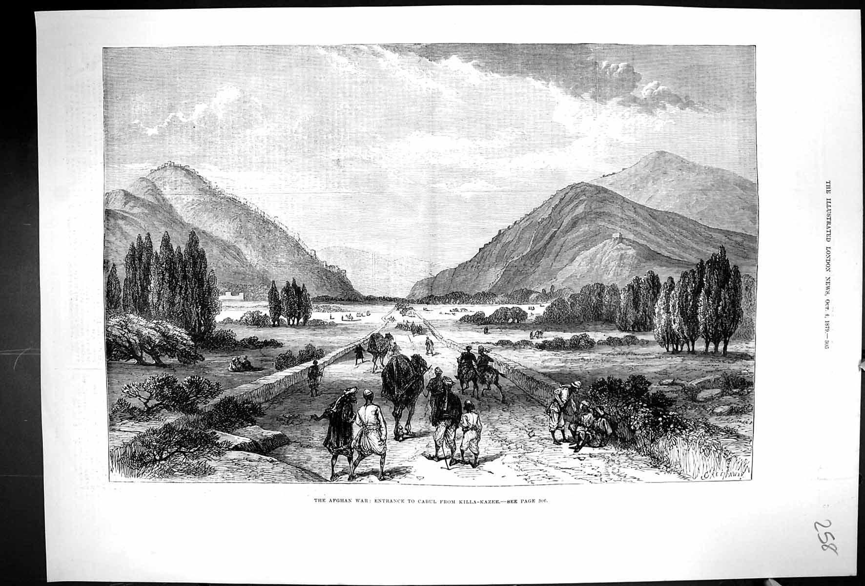 Old 1879 Afghan War Entrance Cabul Killa-Kazee Camel Horses Mountains Victorian