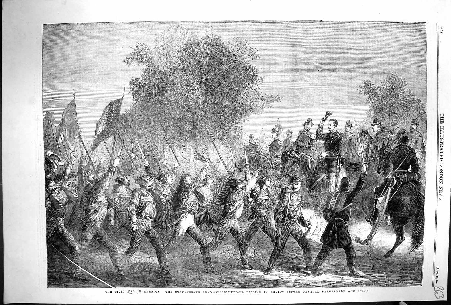 Old Antique Print 1861 Civil War America Army Mississippians General Be 19th