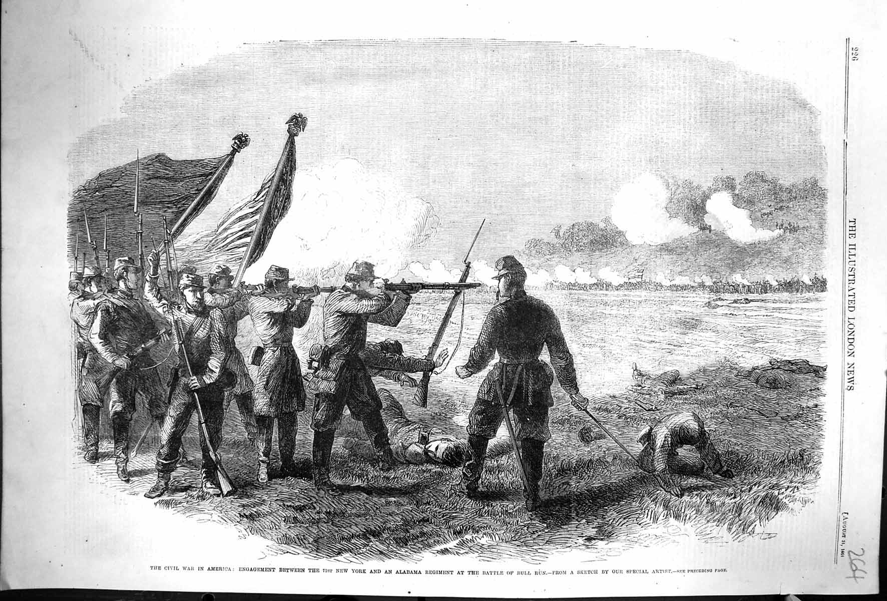Old Print 1861 Civil War America New York Alabama Siers Battle Bull Ring 19th