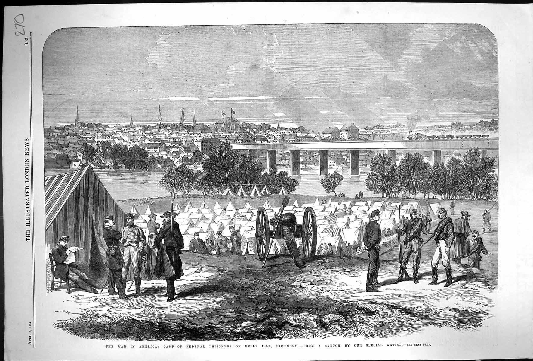 Old *6070 1864 War America Camp Federal Prisoners Belle Isle Richmond