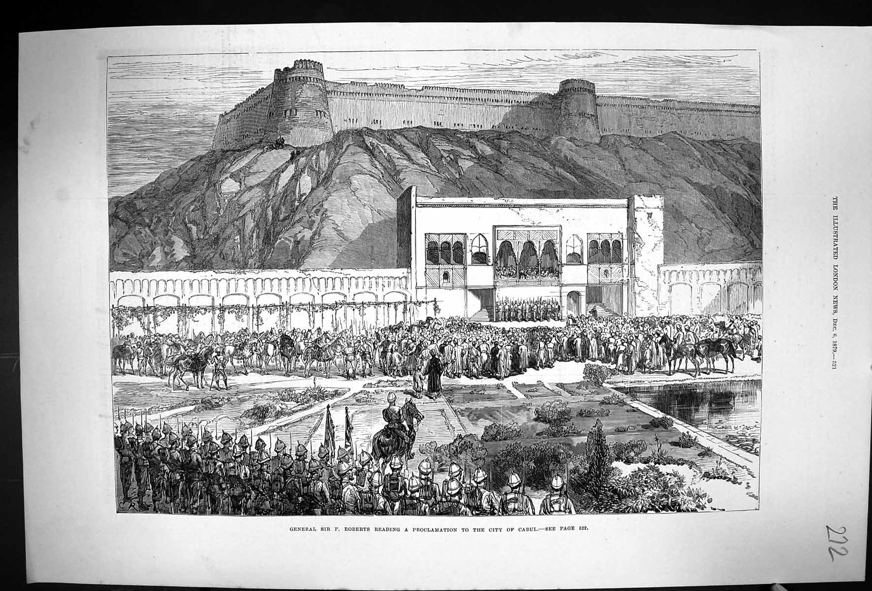 Old 1879 General Sir Roberts Reading Proclamation City Cabul Afghanis Victorian