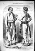 Old Antique Print 1858 Bengal Sepoys Out Uniform Casual Dress Carpenter 19th