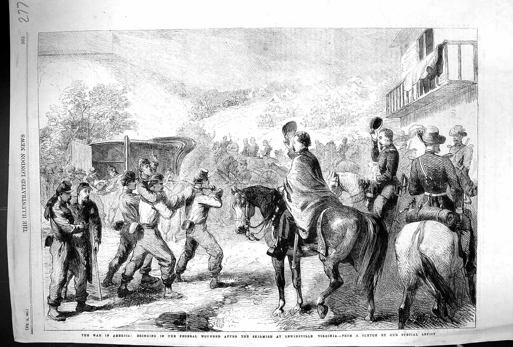 Old 1861 War America Bringing Federal Wounded Skirmish Lewinsville Vi Victorian