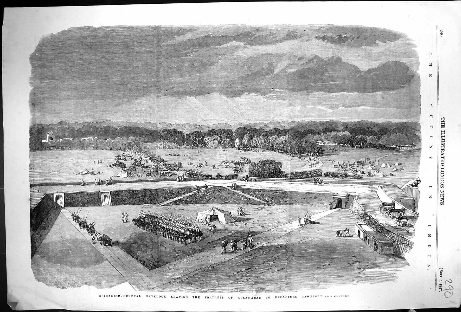 Old 1857 Brigadier-General Havelock Leaving Fortress Allahabad Cawnpo Victorian