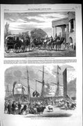Old Print 1864 Camel Carriage Punjaub Shipping Wild Animals London Docks 19th
