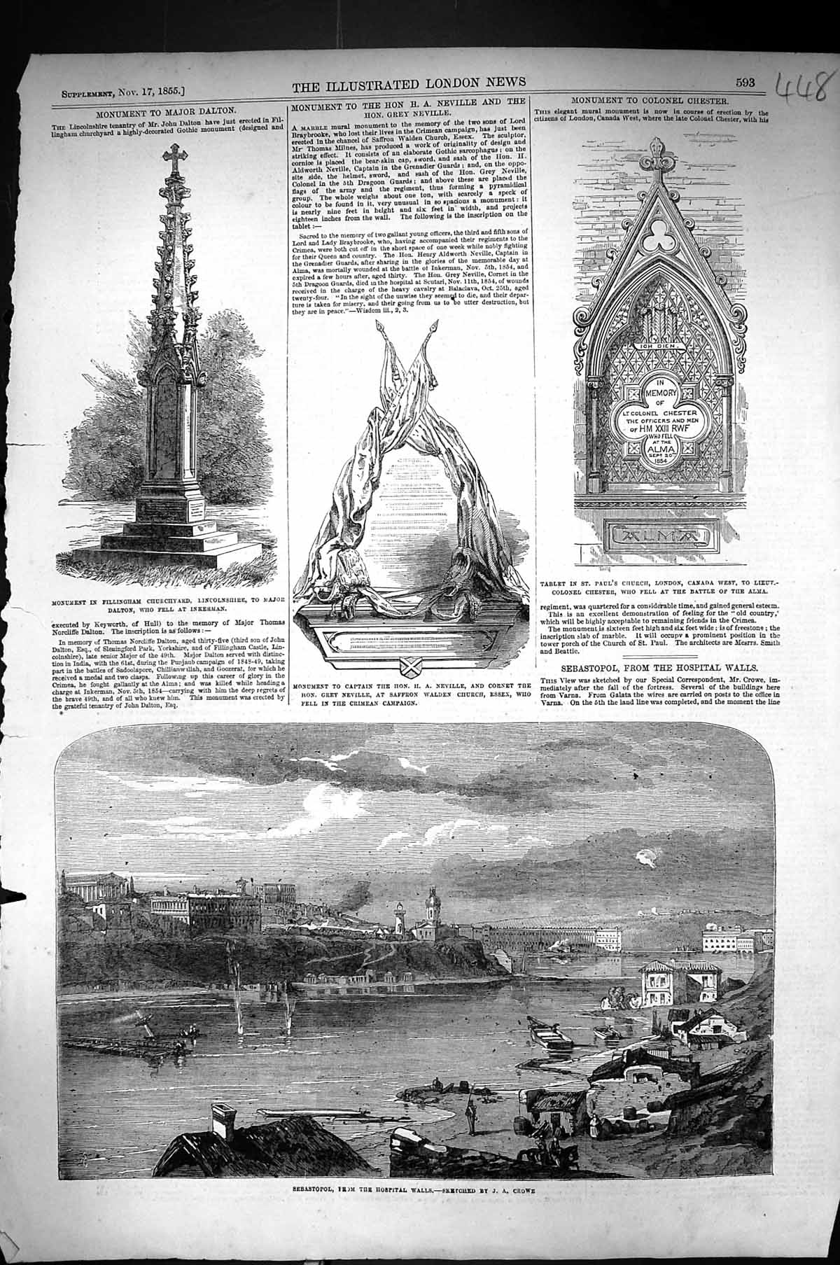 Old 1855 Sebastopol Monument Fillingham Major Dalton Neville Cornet P Victorian