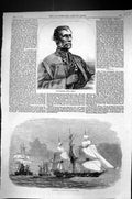 Antique Old Print 1858 Major-General Sydney Cotton Capture Slaver Ship Cuba