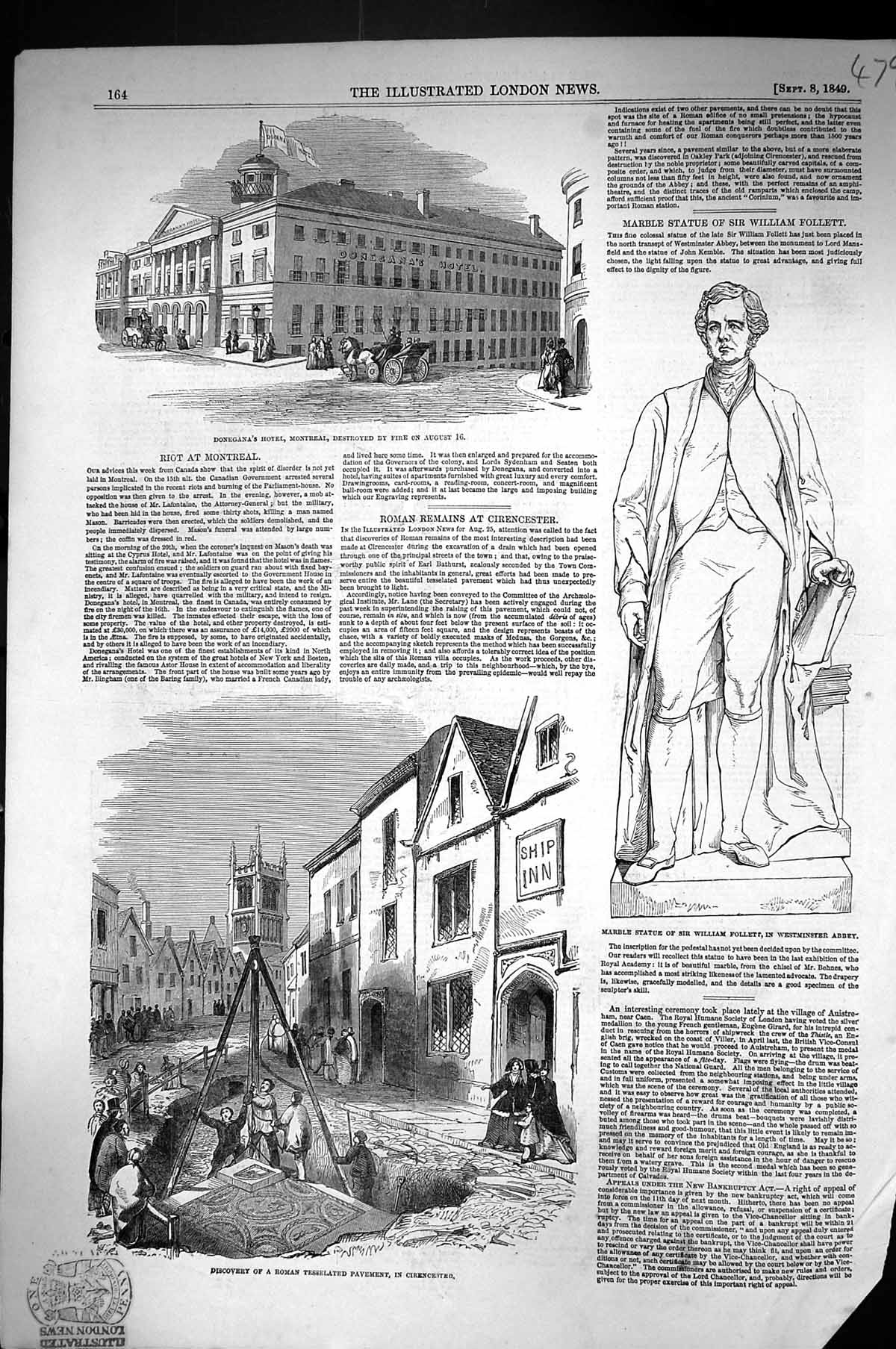 Old 1849 Roman Tesselated Pavement Cirencester Donegana Hotel Montrea Victorian