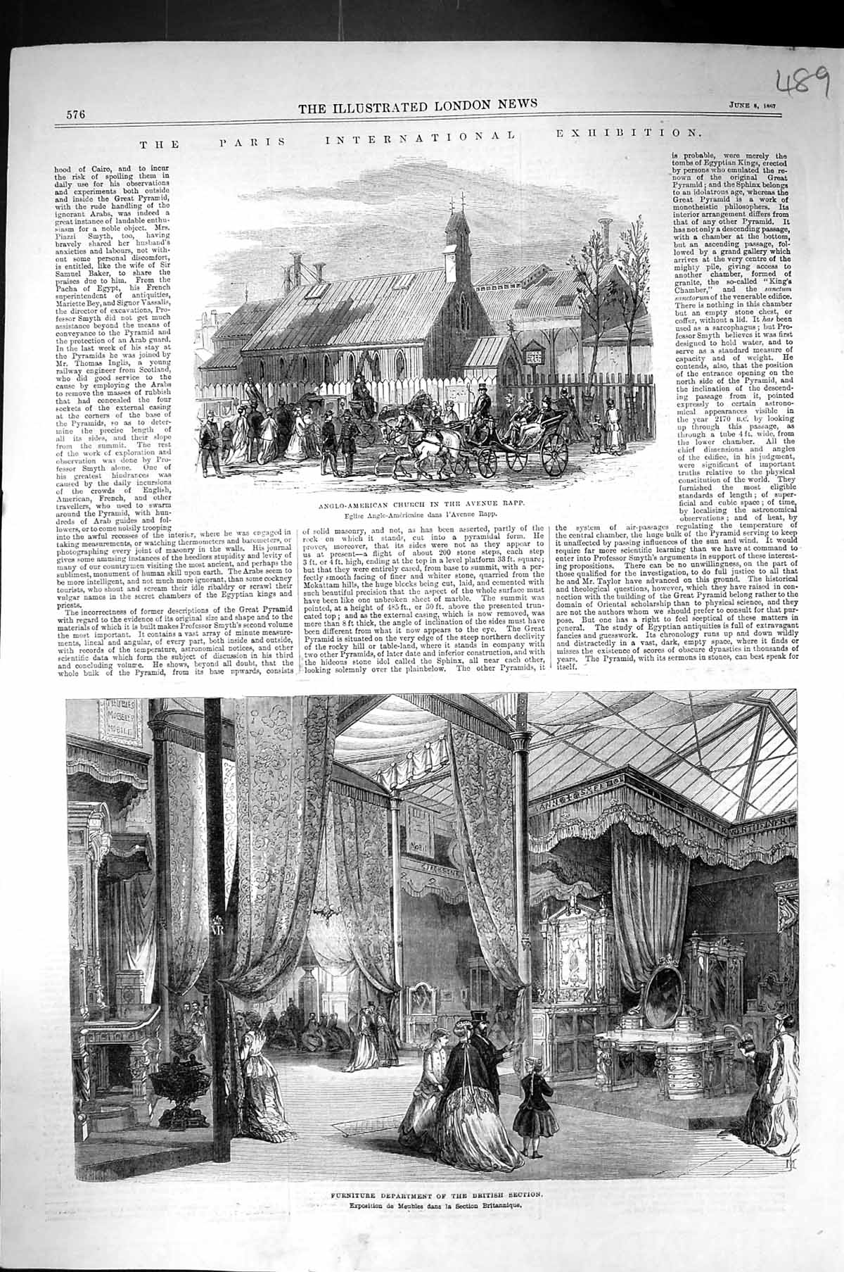 Old 1867 Paris Exhibition Anglo-American Church Avenue Rapp British F Victorian
