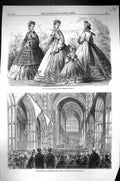 Old 1862 Choral Festival Sherborne Abbey Church Ladies Paris Fashion Victorian