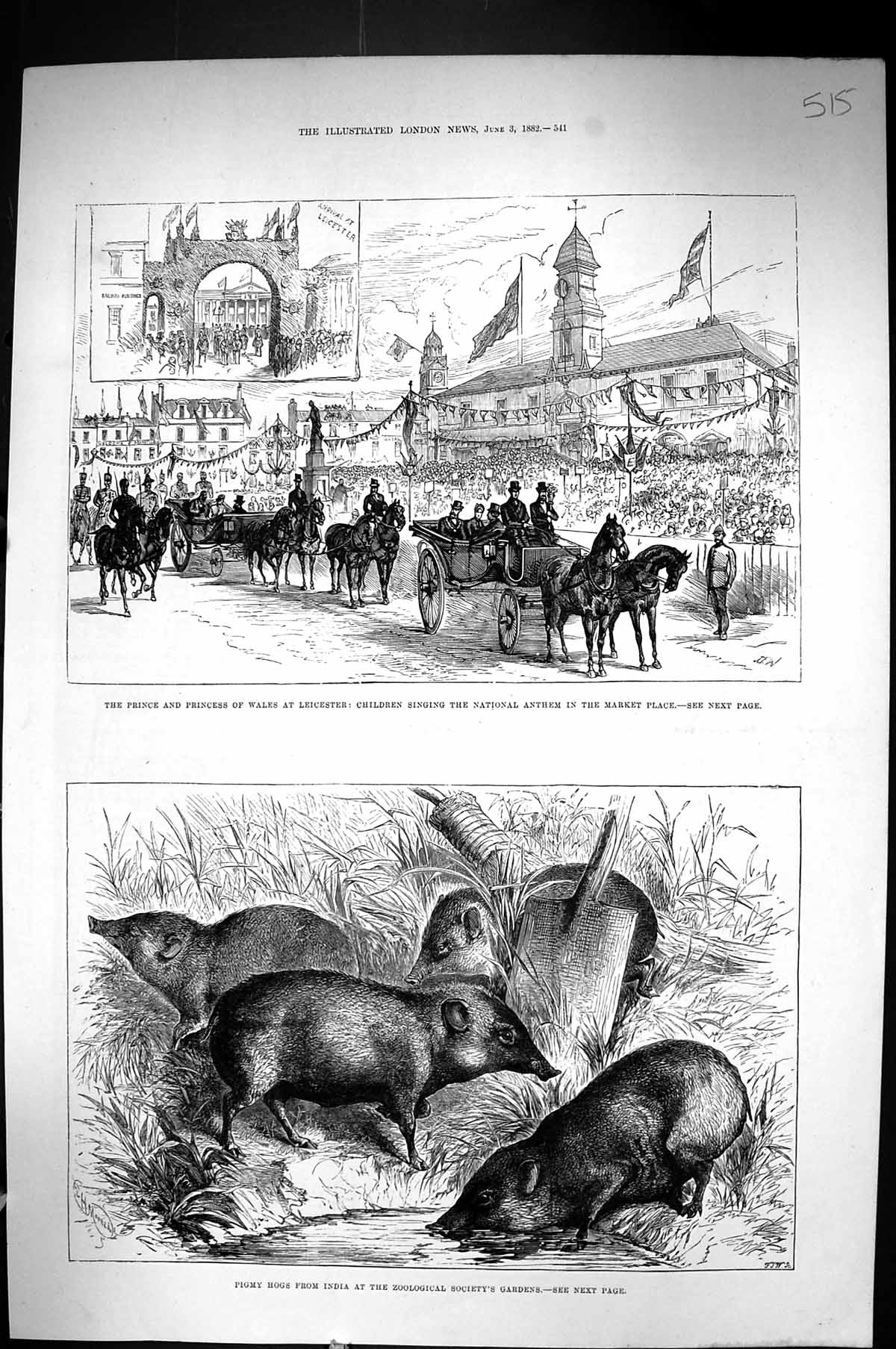 Old 1882 Prince Wales Leicester Children Singing National Anthem Pigm Victorian