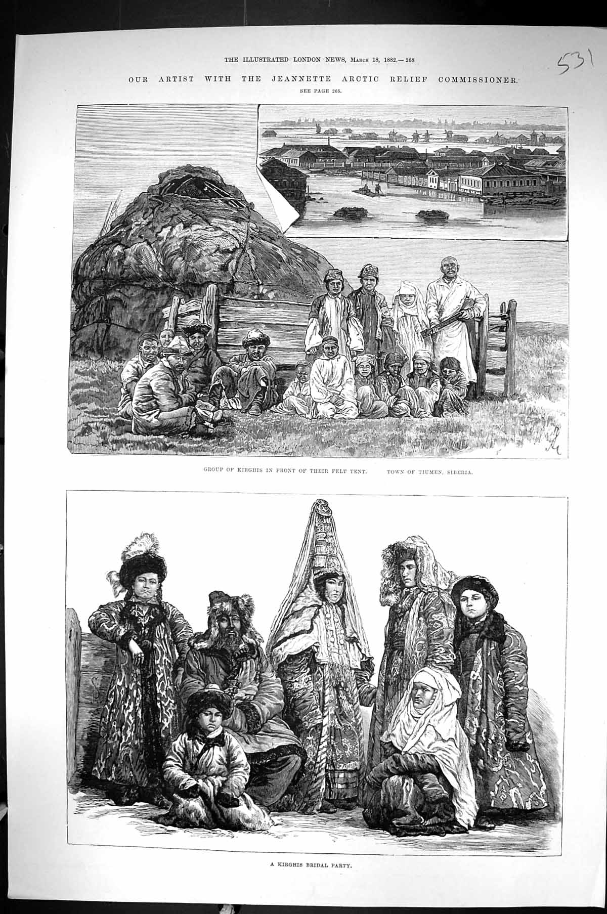 Old 1882 Jeannette Arctic Kirghis Felt Tent Town Tiumen Siberia Brida Victorian