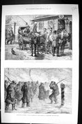 Old 1882 Siberia Changing Horses Post Station Russian Criminals Snows Victorian