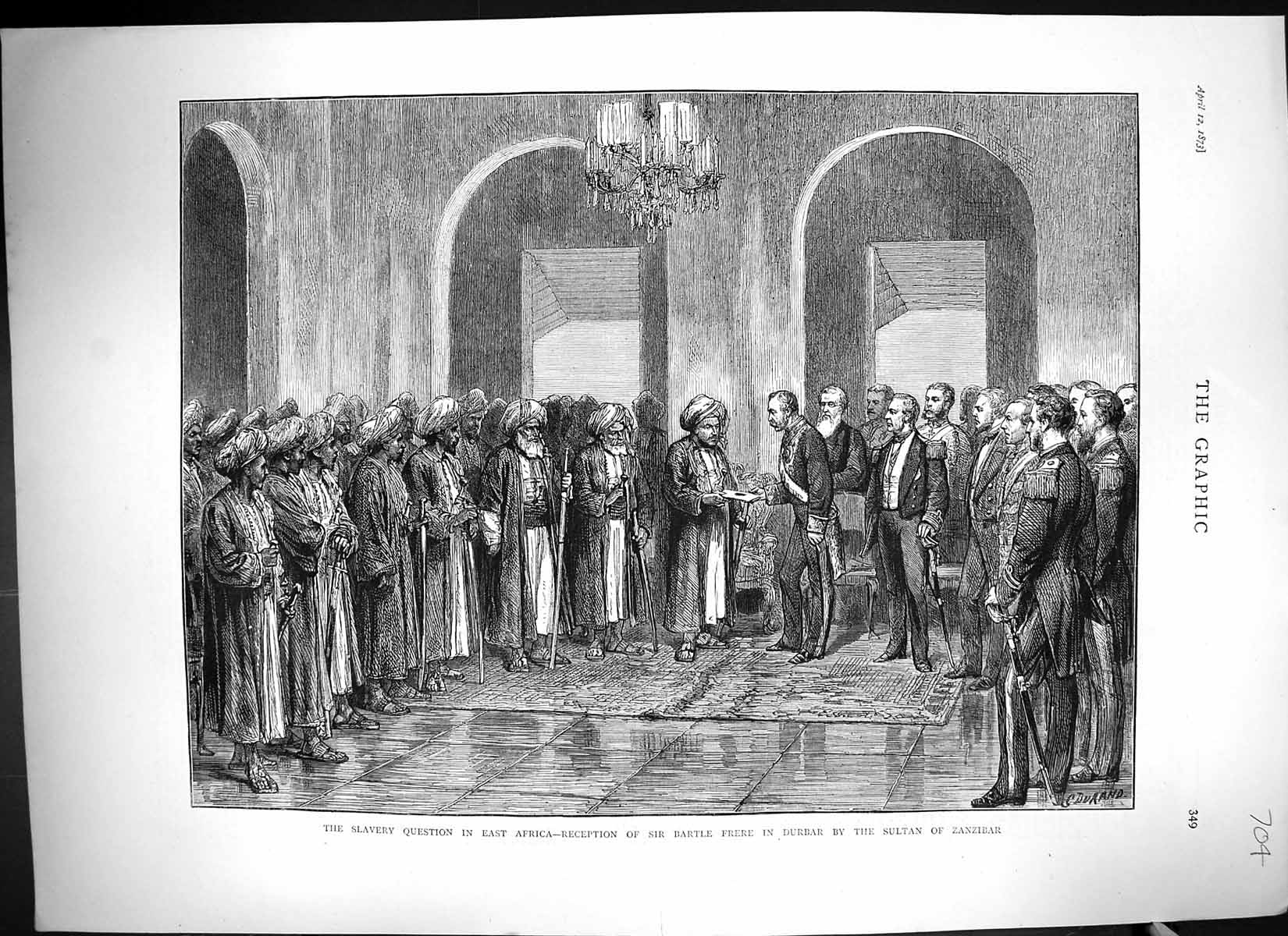 Old 1873 Slavery Africa Reception Bartle Frere Durbar Sultan Zanzibar Victorian