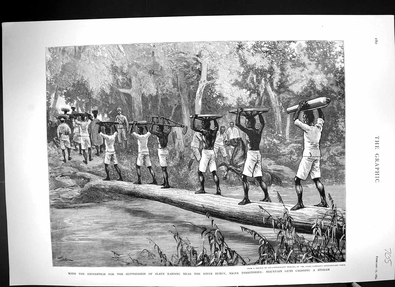 Old 1894 Expedition Suppression Slavery River Benue Niger Mountain Gu Victorian