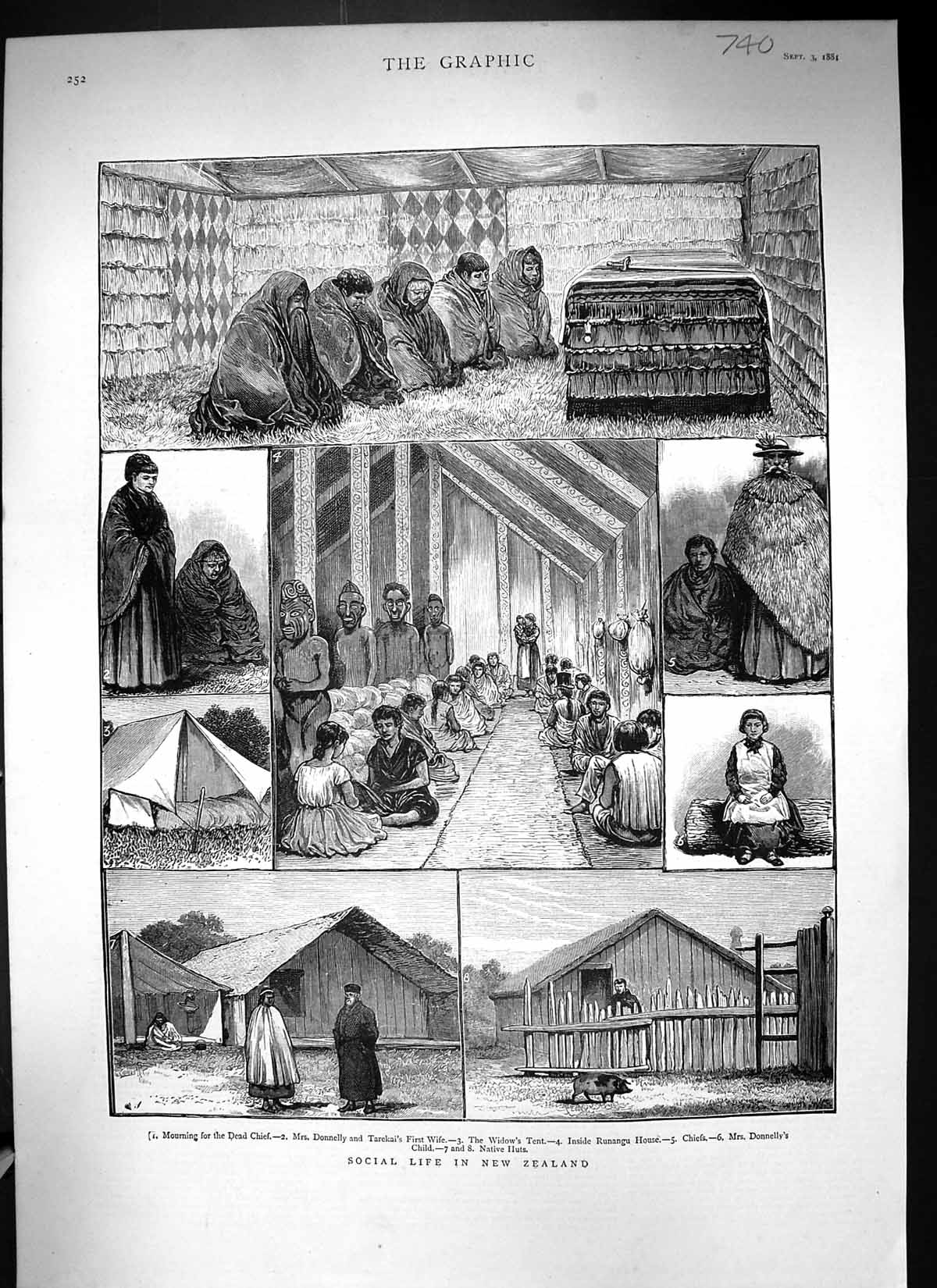 Old 1881 Social Life New Zealand Donnelly Tarekai Runangu House Nativ Victorian