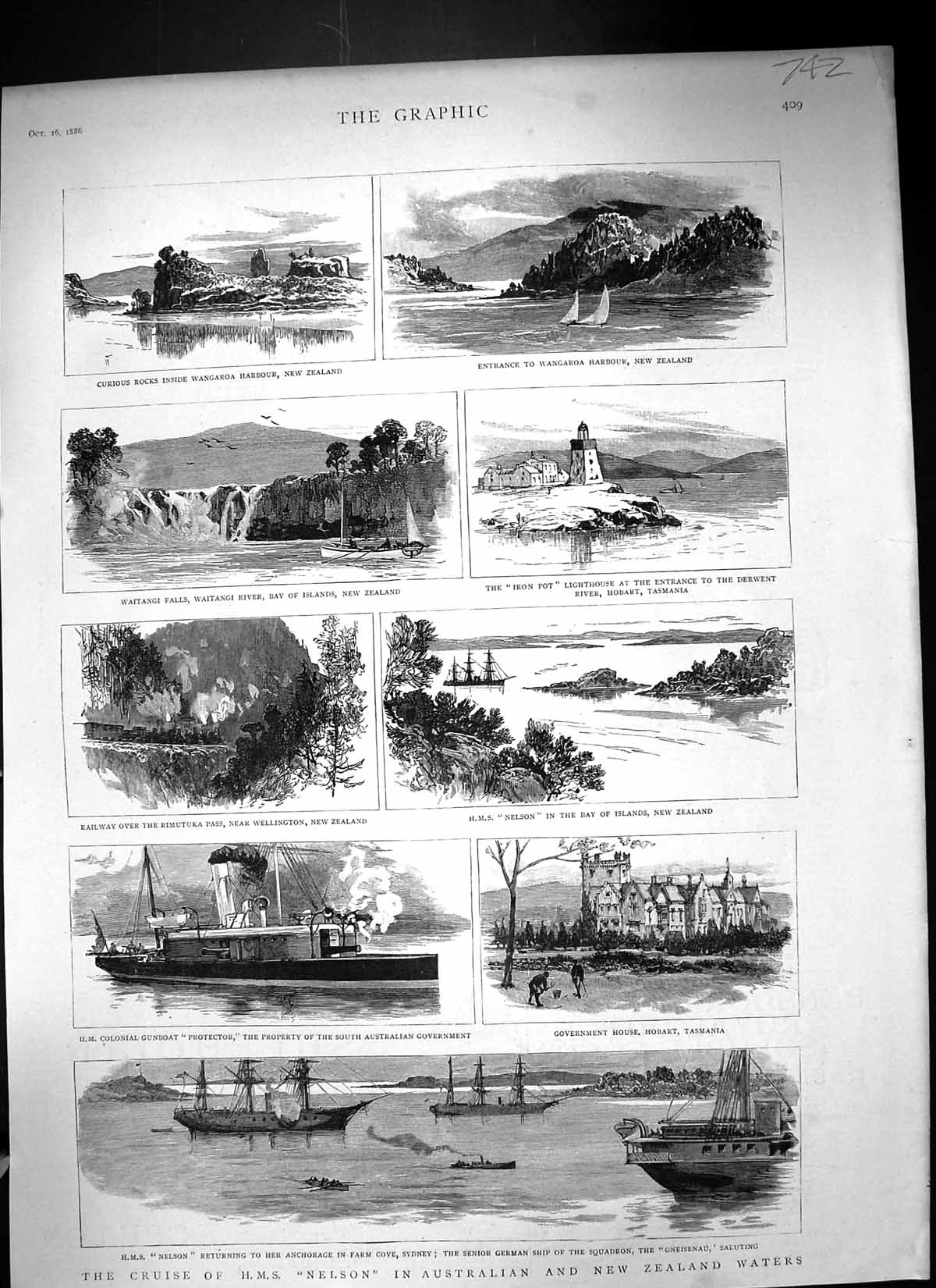Old 1886 H.M.S. Ship Nelson Australia Wangaroa New Zealand Lighthouse Victorian