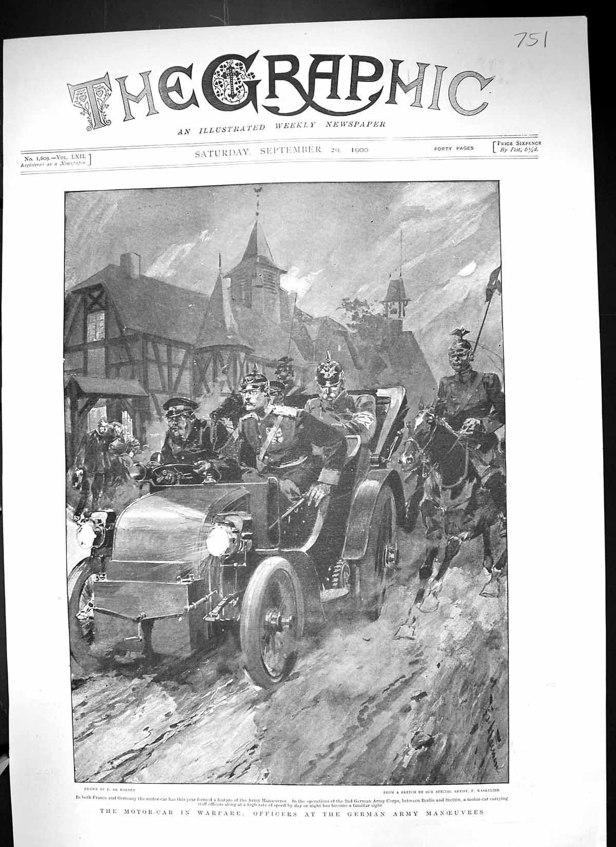 Antique Print 1900 Motor Car Warfare Officers German Army Manoeuvres Siers 20th
