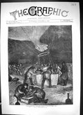 Old 1871 Night Ascent Balloon Chemin De Fer Nord Paris France Fine Ar Victorian