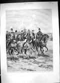Old Print 1889 Review Sham Fight Aldershot Emperor Germany Siers Salutin 19th