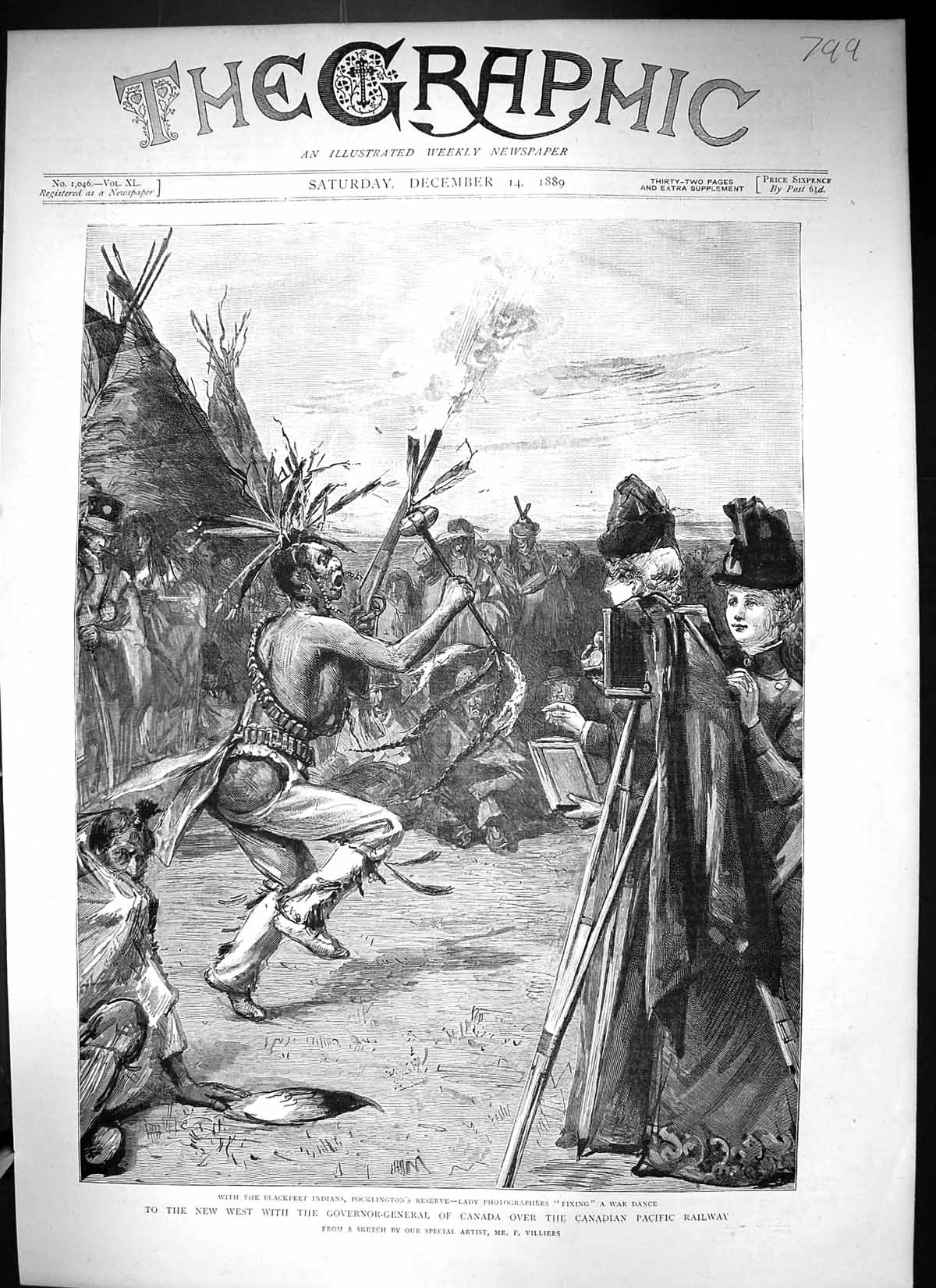 Old 1889 Governor General Canada Pacific Railway Blackfeet Indians Po Victorian