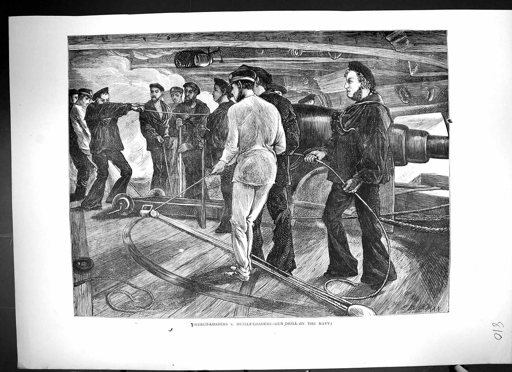 Old 1871 Breech-Loaders Muzzle Loaders Gun Drill Navy Sailors War Shi Victorian