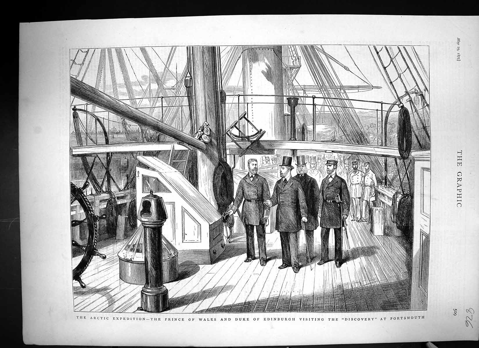 Old 1875 Arctic Expedition Prince Wales Duke Edinburgh Discovery Ship Victorian
