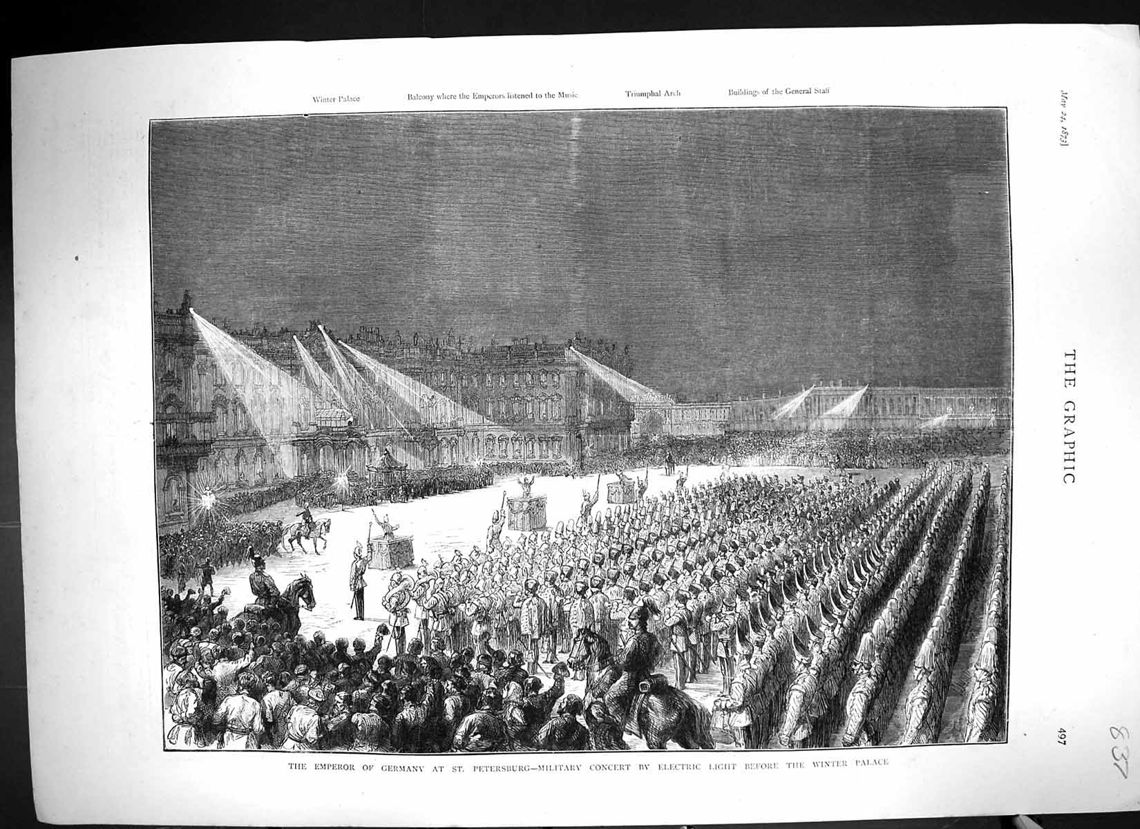 Old 1873 Emperor Germany St. Petersburg Military Concert Winter Palac Victorian