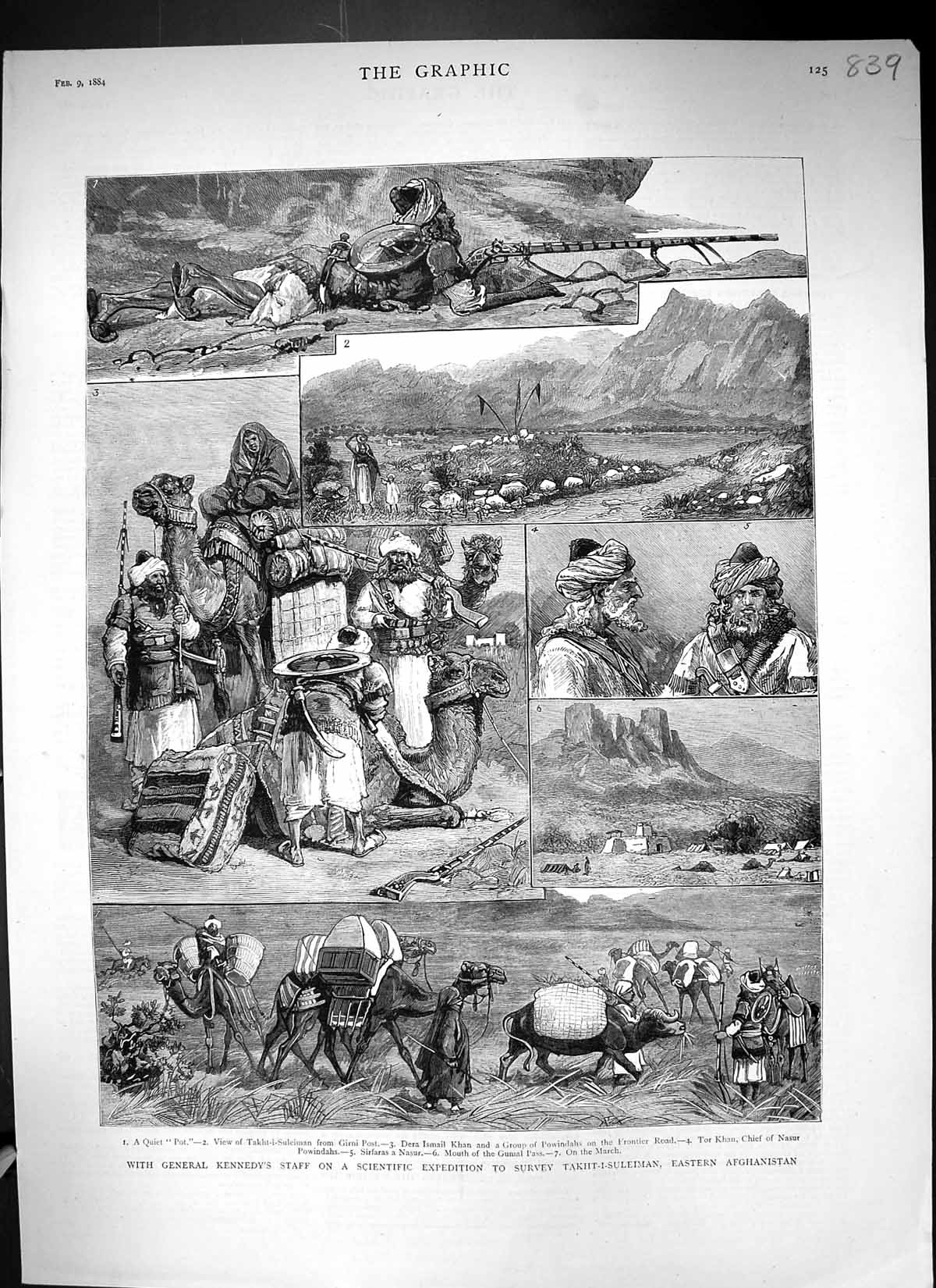 Old 1884 General Kennedy Expedition Survey Takht-I-Suleiman Afghanist Victorian