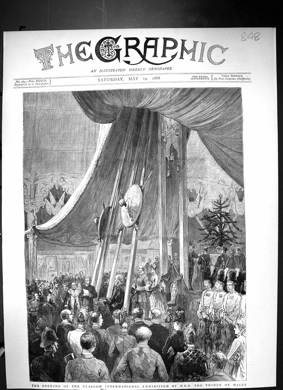 Old 1888 Opening Glasgow International Exhibition H.R.H. Prince Wales Victorian
